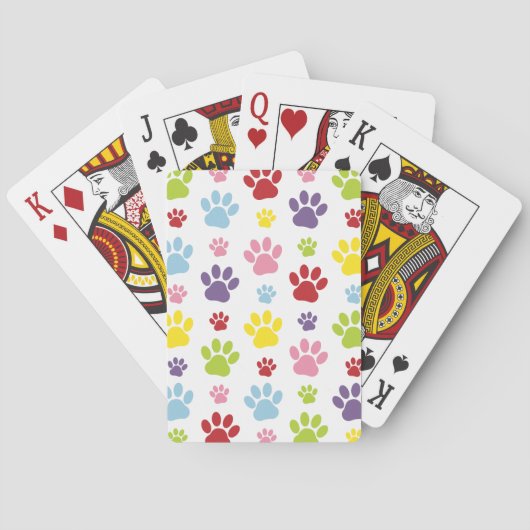 Kleurrijke poten, Paw Pattern, Dog Paws, Paw Print Pokerkaarten (Achterkant)
