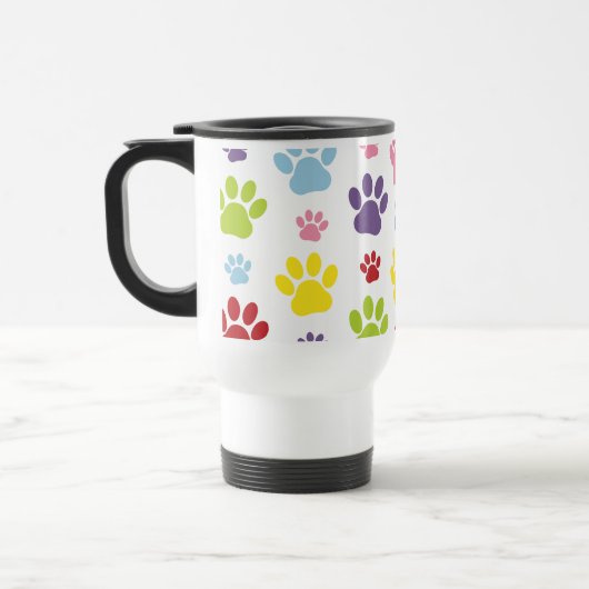 Kleurrijke poten, Paw Pattern, Dog Paws, Paw Print Reisbeker (Links)