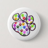 Kleurrijke poten, Paw Pattern, Dog Paws, Paw Print Ronde Button 5,7 Cm (Voorkant)