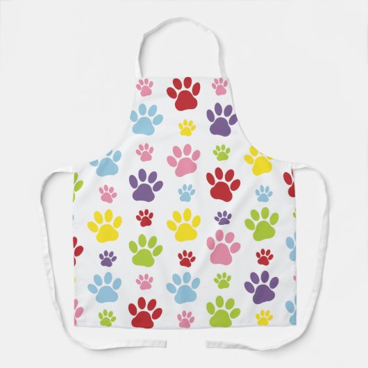 Kleurrijke poten, Paw Pattern, Dog Paws, Paw Print Schort (Voorkant)