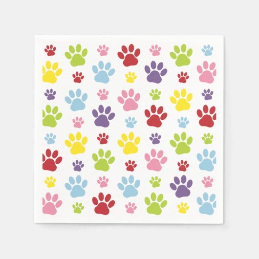 Kleurrijke poten, Paw Pattern, Dog Paws, Paw Print Servet (Voorkant)