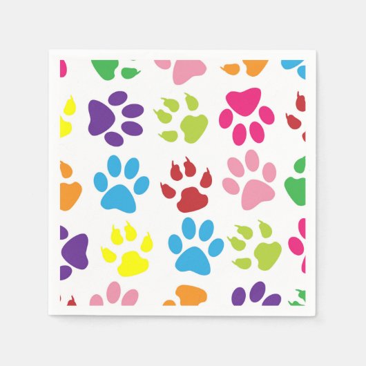 Kleurrijke poten, Paw Pattern, Dog Paws, Paw Print Servet (Voorkant)