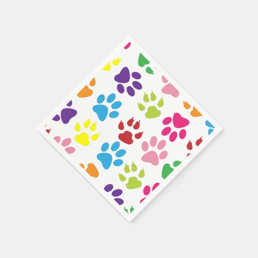 Kleurrijke poten, Paw Pattern, Dog Paws, Paw Print Servet (Hoek)
