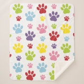 Kleurrijke poten, Paw Pattern, Dog Paws, Paw Print Sherpa Deken (Voorkant)