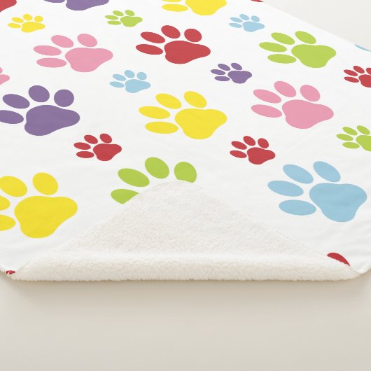 Kleurrijke poten, Paw Pattern, Dog Paws, Paw Print Sherpa Deken (3/4)