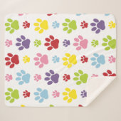 Kleurrijke poten, Paw Pattern, Dog Paws, Paw Print Sherpa Deken (Voorkant (horizontaal))