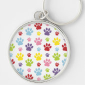 Kleurrijke poten, Paw Pattern, Dog Paws, Paw Print Sleutelhanger (Voorkant)