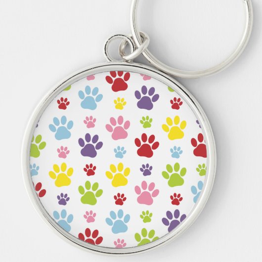 Kleurrijke poten, Paw Pattern, Dog Paws, Paw Print Sleutelhanger (Voorkant)