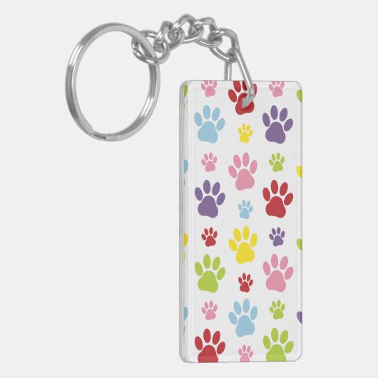 Kleurrijke poten, Paw Pattern, Dog Paws, Paw Print Sleutelhanger (Voorkant Links)