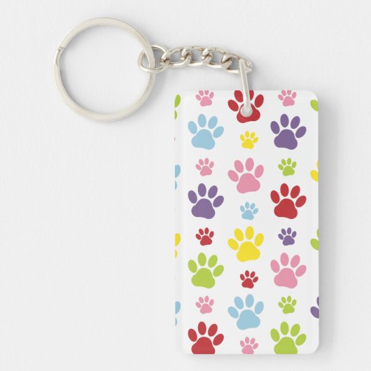 Kleurrijke poten, Paw Pattern, Dog Paws, Paw Print Sleutelhanger (Voorkant)
