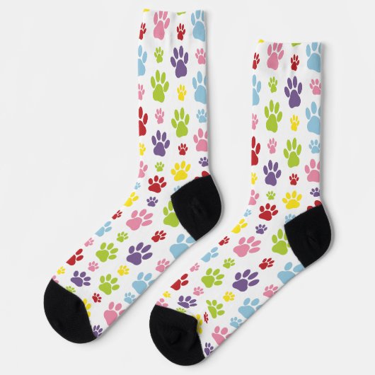 Kleurrijke poten, Paw Pattern, Dog Paws, Paw Print Sokken (Links)