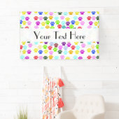 Kleurrijke poten, Paw Pattern, Dog Paws, Paw Print Spandoek (Insitu)