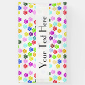 Kleurrijke poten, Paw Pattern, Dog Paws, Paw Print Spandoek (Verticaal)