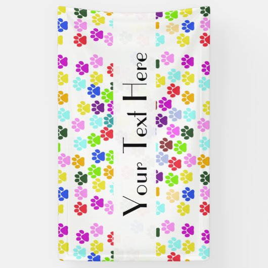 Kleurrijke poten, Paw Pattern, Dog Paws, Paw Print Spandoek (Verticaal)