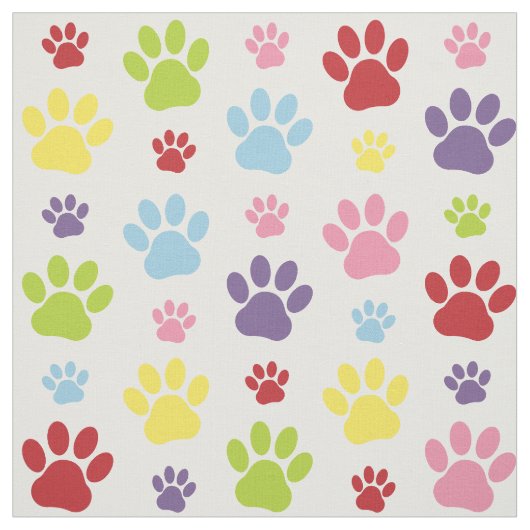 Kleurrijke poten, Paw Pattern, Dog Paws, Paw Print Stof (Swatch)