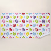 Kleurrijke poten, Paw Pattern, Dog Paws, Paw Print Strandlaken (Voorkant)