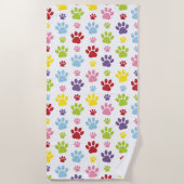 Kleurrijke poten, Paw Pattern, Dog Paws, Paw Print Strandlaken (Voorkant)
