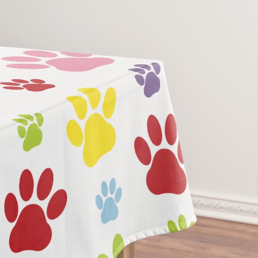 Kleurrijke poten, Paw Pattern, Dog Paws, Paw Print Tafelkleed (Voorbeeld)