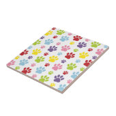 Kleurrijke poten, Paw Pattern, Dog Paws, Paw Print Tegeltje (Zijkant)