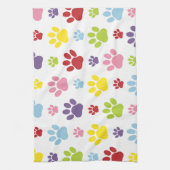 Kleurrijke poten, Paw Pattern, Dog Paws, Paw Print Theedoek (Verticaal)