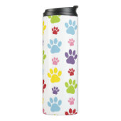 Kleurrijke poten, Paw Pattern, Dog Paws, Paw Print Thermosbeker (Gedraaid links)