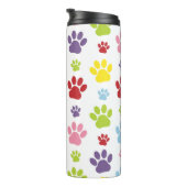 Kleurrijke poten, Paw Pattern, Dog Paws, Paw Print Thermosbeker (Geroteerd rechts)