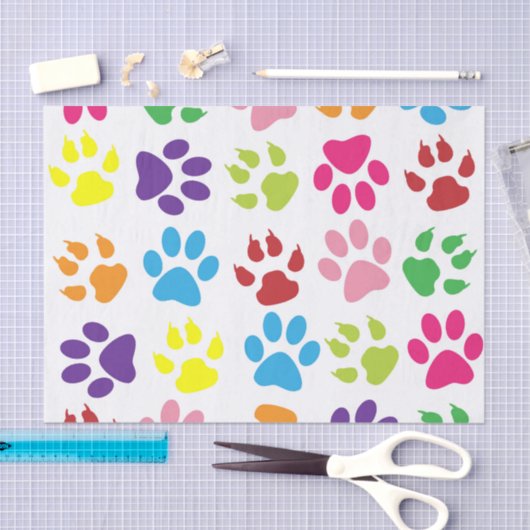 Kleurrijke poten, Paw Pattern, Dog Paws, Paw Print Tissuepapier (Craft)