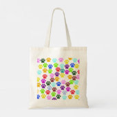 Kleurrijke poten, Paw Pattern, Dog Paws, Paw Print Tote Bag (Achterkant)