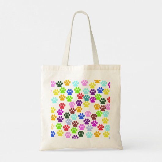 Kleurrijke poten, Paw Pattern, Dog Paws, Paw Print Tote Bag (Achterkant)
