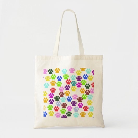 Kleurrijke poten, Paw Pattern, Dog Paws, Paw Print Tote Bag (Voorkant)