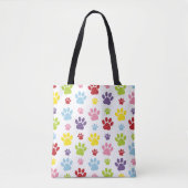 Kleurrijke poten, Paw Pattern, Dog Paws, Paw Print Tote Bag (Voorkant)