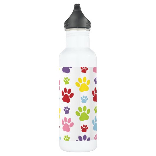 Kleurrijke poten, Paw Pattern, Dog Paws, Paw Print Waterfles (Rechts)