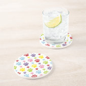 Kleurrijke poten, Paw Pattern, Dog Paws, Paw Print Zandsteen Onderzetter (Zijkant)