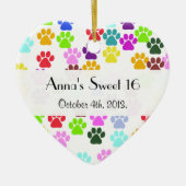 Kleurrijke poten, Paw Pattern, Dog Paws, Sweet 16 Keramisch Ornament (Voorkant)