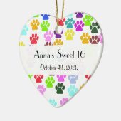 Kleurrijke poten, Paw Pattern, Dog Paws, Sweet 16 Keramisch Ornament (Links)