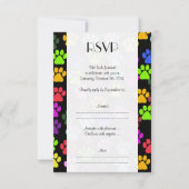 Kleurrijke poten, Paw Pattern, Dog Paws, Weddensch RSVP Kaartje (Voorkant)