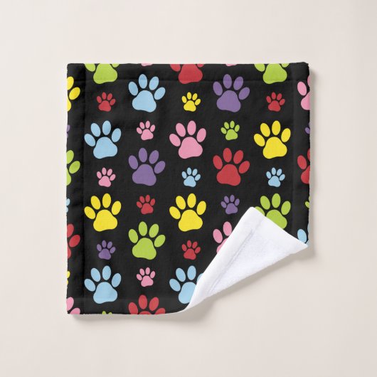 Kleurrijke poten, Paw Pattern, Paw Prints, Dog Paw Bad Handdoek (Wasdoekje)