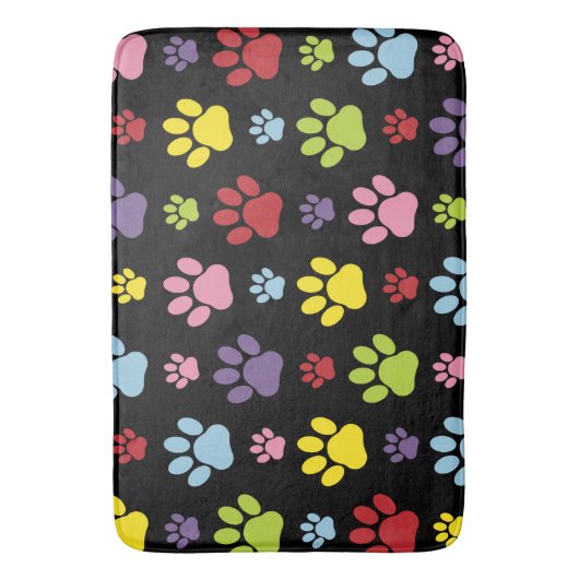 Kleurrijke poten, Paw Pattern, Paw Prints, Dog Paw Badmat (Voorkant Verticaal)