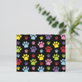 Kleurrijke poten, Paw Pattern, Paw Prints, Dog Paw Briefkaart (Staand voorkant)