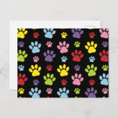 Kleurrijke poten, Paw Pattern, Paw Prints, Dog Paw Briefkaart (Voorkant / Achterkant)