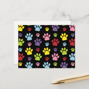Kleurrijke poten, Paw Pattern, Paw Prints, Dog Paw Briefkaart