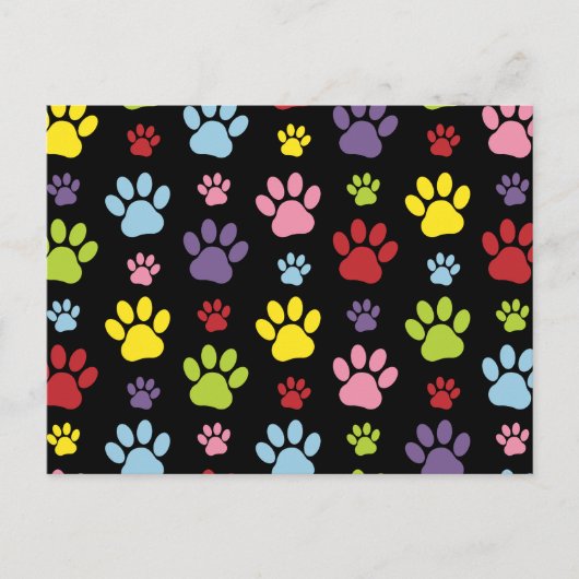Kleurrijke poten, Paw Pattern, Paw Prints, Dog Paw Briefkaart (Voorkant)