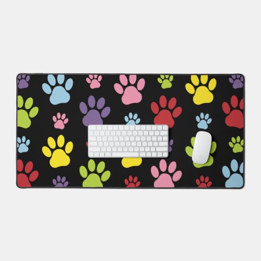 Kleurrijke poten, Paw Pattern, Paw Prints, Dog Paw Bureaumat (Keyboard & Muis)