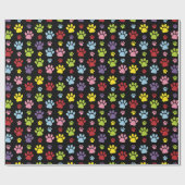 Kleurrijke poten, Paw Pattern, Paw Prints, Dog Paw Cadeaupapier (Vlak)