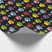 Kleurrijke poten, Paw Pattern, Paw Prints, Dog Paw Cadeaupapier (Hoek)