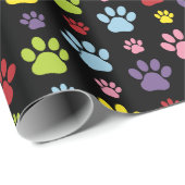 Kleurrijke poten, Paw Pattern, Paw Prints, Dog Paw Cadeaupapier (Rol Hoek)