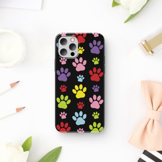 Kleurrijke poten, Paw Pattern, Paw Prints, Dog Paw Case-Mate iPhone Case