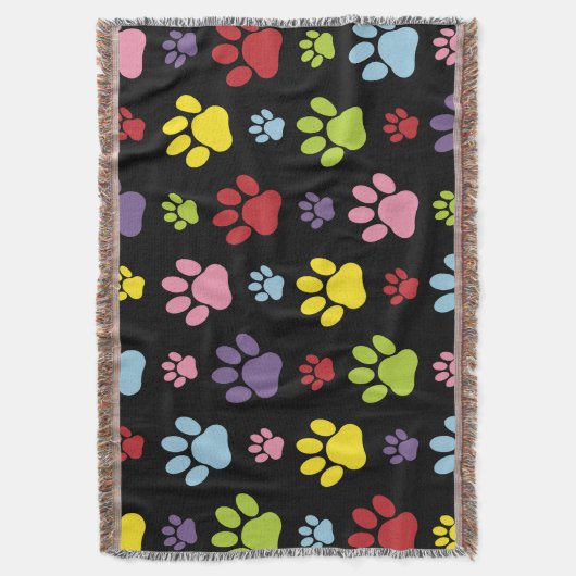 Kleurrijke poten, Paw Pattern, Paw Prints, Dog Paw Deken (Voorkant Verticaal)
