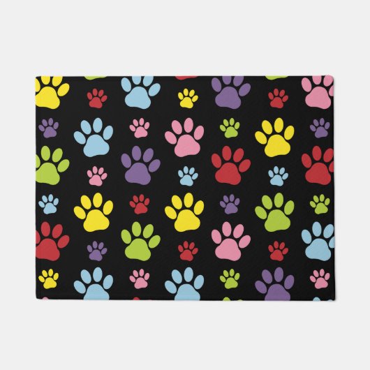 Kleurrijke poten, Paw Pattern, Paw Prints, Dog Paw Deurmat (Voorkant)
