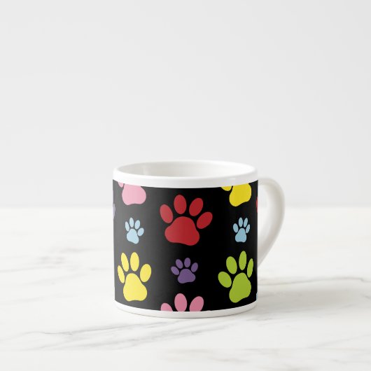 Kleurrijke poten, Paw Pattern, Paw Prints, Dog Paw Espresso Kop (Voorkant rechts)